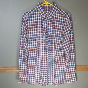 Men's Plaid Button-Down Shirt - Blue and Brown